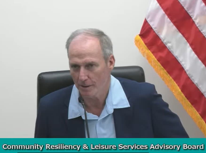 Tim Hughes speaking at the Community Resiliency & Leisure Services Advisory Board